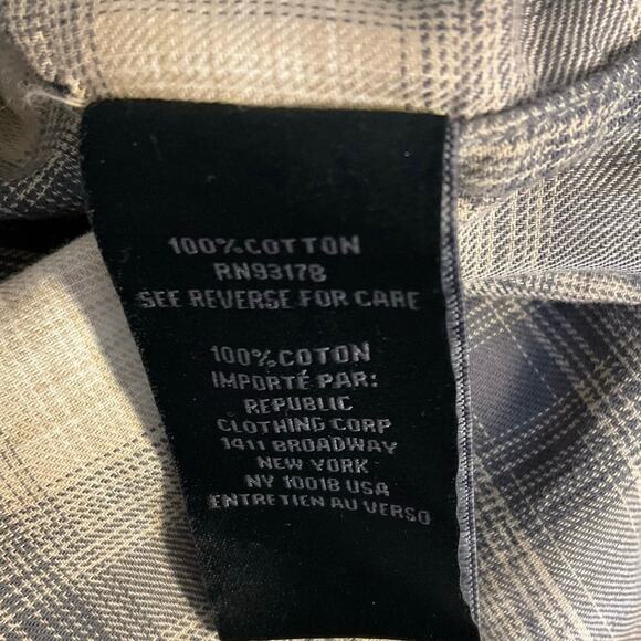 NWT Magaschoni Button Down Size M Neutral Gray Short Sleeve Plaid - Picture 6 of 9